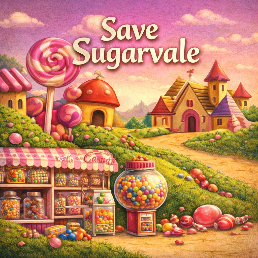 Save Sugarvale escape room artwork
